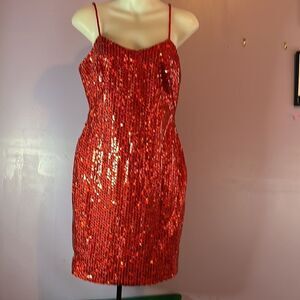 Steppin Out Red Glitter Dress Women’s Size 9 – Holiday Party Cocktail Formal